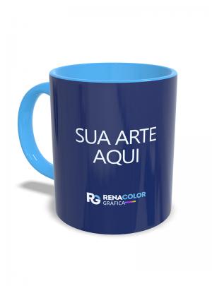 Caneca Personalizada - Azul Porcelana 9,7X20,5cm  Sublimação  Imagem Ilustrativa