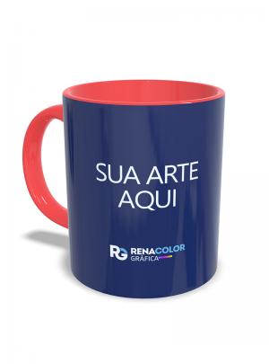 Caneca Personalizada - Vermelha Porcelana 9,7X20,5cm  Sublimação  Imagem Ilustrativa