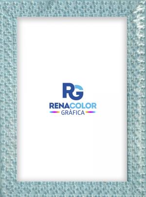 Porta Retrato de madeira - Azul com detalhes      